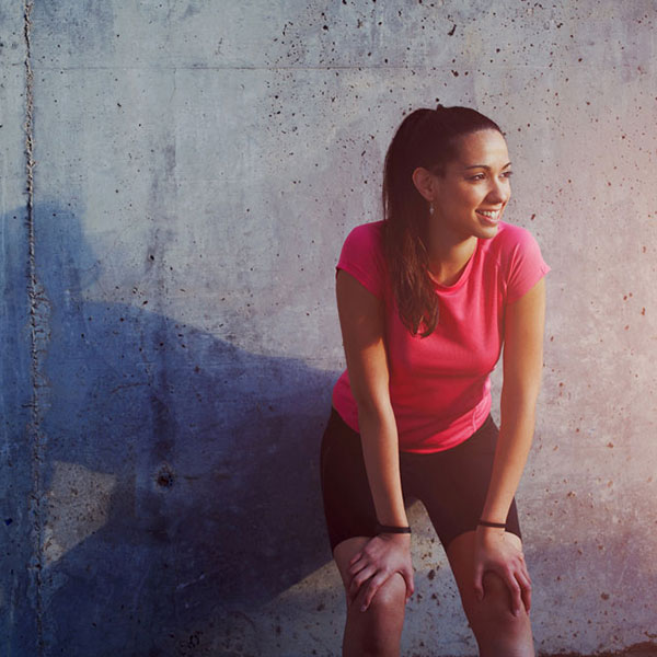 Woman recovering after a run