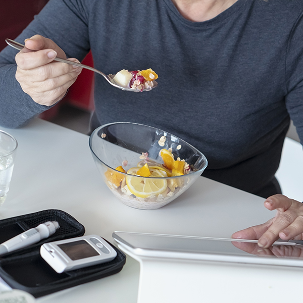 Man eating fruit