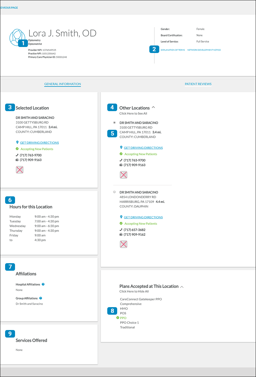 Profile page