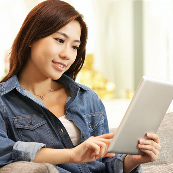 Woman using a tablet