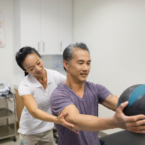Man and woman exercising